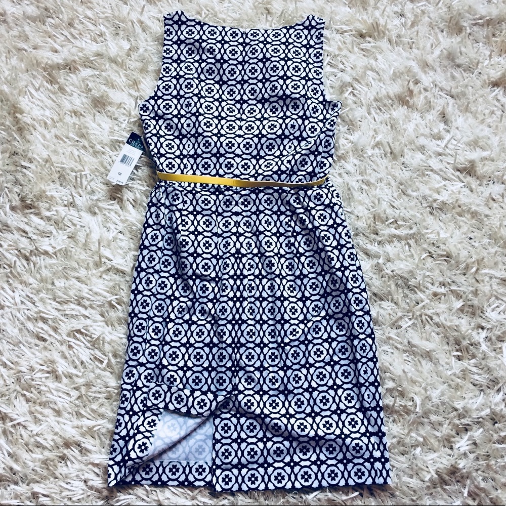 NEW Chaps Belted Fit and Flare Print Dress - Picture 4 of 8